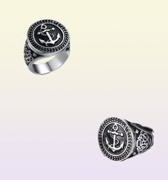 Vintage style Mens punk biker ring fashion high polish stainless steel anchor signet gothic rings 2171862