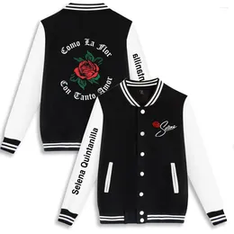 Men's Jackets Selena Quintanilla Jacket Coat Men Women Fashion Rose Print Baseball Streetwear Y2k Tops Autumn Couple Clothes