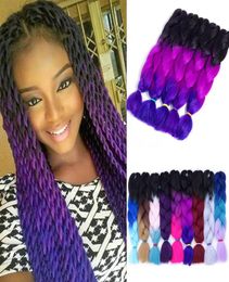 Ombre Three Two Mix Colours Kanekalon Braiding Hair Synthetic Jumbo Braids Hair Extensions 24inch Crochet Braids Hair Bulk Wholesal9009088