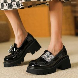 Casual Shoes British Style Leather Women 2024 Crystal College Single 35-43 Large-Sized Female Home Office Loafers