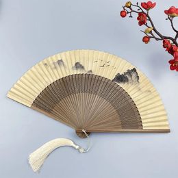 Decorative Figurines Chinese Style Folding Fan Wedding Gift Fans Home Daily Hand-cranked Bamboo Summer Outdoor Travel Portable Selfie Craft