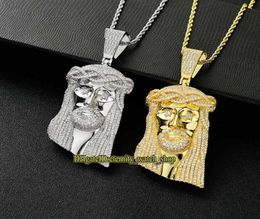 European and American Christ Jesus Head CZ Iced Out Diamond Inlaid Pendant Necklaces 92mm High Pendant Mens Necklace Pendant Hip H8436004