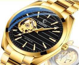 CHENXIN Automatic Mechanical Transparent Movement Luminous Mens Watch Tourbillon Skeleton Watches Stainless Steel Band Luxury Busi9859906