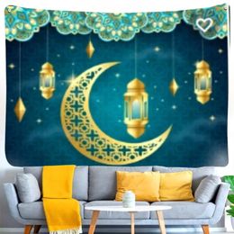 Moon Ramadan Decor Tapestry Eid Mubarak Wall Home Colourful Islamic Festival Party Living Room Bedroom Background Hanging Curtain 240403