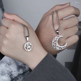 Pendant Necklaces European American Couples Stitching Combination Sun And Moon Necklace Can Be Separated Hollow Accessories