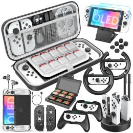 Cases Nintendo Portable Handheld Biped Bag, Switch OLED 27 in 1 Gift Bag, with Screen Tempered Film Handle and Other Accessories