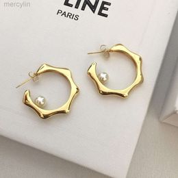 Designer Celiene Jewellery Celins Saijias New Irregular Circle Earrings French Style Single Bead Geometric Pearl