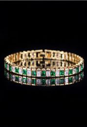 Choucong Brand New Wedding Bracelets Luxury Jewellery 18k Gold Fill Princess Cut 5A Cubic Zircon Emerald Gemstones Eternity Party Wo8915842