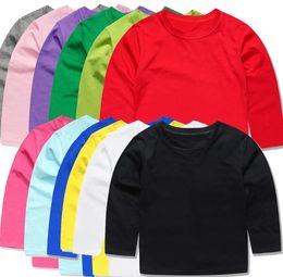 12 Colours Autumn Baby Girls Tops Children Plain T Shirts OEM Tshirts Boys Tees Kids Clothing Blanket Tops for 1-14Years 240509