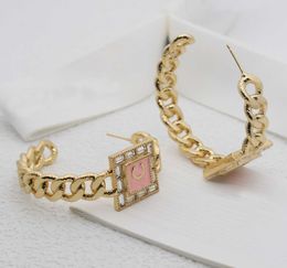 2024 Luxury quality large size half round shape drop earring with pink color enamel in 18k gold plated have stamp PS3443B