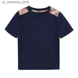 T-shirts 2023 Fashion Baby Boys Plain T-shirt Summer Childrens Short Sleeve T-shirt Cotton Childrens Top T-shirt 2-8 Years Q240418