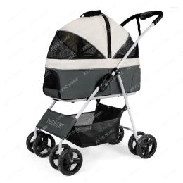 Houses Cat Carriers Pet Stroller Lightweight Folding Separated Dog Trolley Small Out