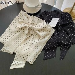 Women's Blouses Chic Camisas De Mujer For Women Temperament V-neck Bandage Bow Shirts Loose Fashion Korean Polka Dot Blouse Tops 27v416