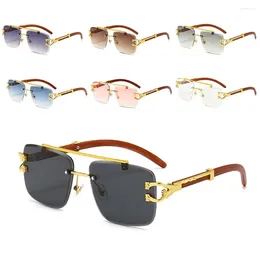 Sunglasses Vintage UV400 Men & Women Rimless Square Cheetah Head Eyewear