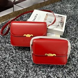 designer bag triomphes bag red gold buckle crossbody bag Women Handbags Genuine leather luxury bag Underarm wallet Shoulder bag Saddle bag 5A Mirror Quality