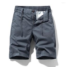 Men's Shorts 2024 Summer Pure Cotton Fashion Solid Color Casual Beach Pants Micro-elastic Comfortable Five-point