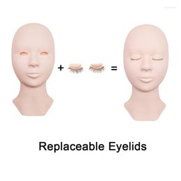 False Eyelashes Eyelash Extension Silicone Mannequin Model Head With Removable Replacement Eyelids Training Lashes Pad Kit ToolsFalse