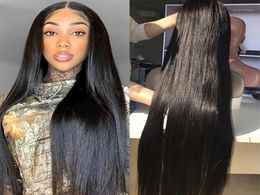 Lace Wigs HD 13x6 Transparent 40 Inch Bone Straight Front Human Hair For Black Women 4X4 5X5 6X6 Brazilian Closure Frontal Wig3933305