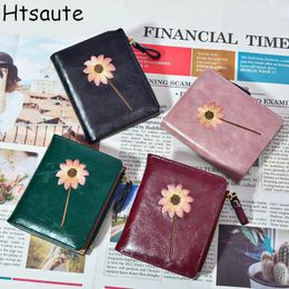 Wallets Flower Printed Women Luxury Hasp Design Coin Purses Female Brand Solid Colours Thin Clutch Cartera