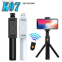 Selfie Monopods selfie stick tripod K07 extendable stick mini tripod with detachable remote for smart phones selfie phone holder Y240418