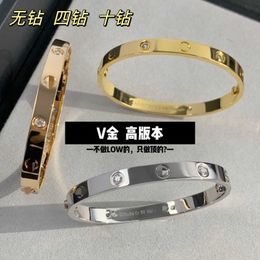 High luxury design men and woman for bracelet online sale version Vgold classic LOVE fifth generation couple wide four diamond thick plate with original bracelet