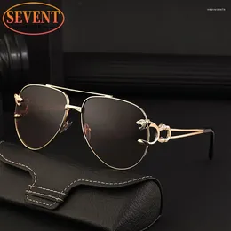 Sunglasses Oversized Oval Men 2024 Designer Vintage Leopard Head Sun Glasses For Women Metal Frame Shades Eyewear