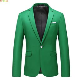 Bright Green Suit Jacket Mens Stylish Slim Blazer Wedding Party Dress Coat Suitable for All Seasons Big Size 5XL 6XL 240407