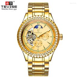 Wristwatches Diamond-encrusted Tourbillon Automatic Mechanical Watch Men's Moon Phase Waterproof Glow-in-the-dark Sports