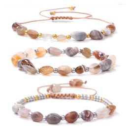 Strand 3pcs/set Natural Botswana Agates Bracelet Irregular Stone Beads Braided Bracelets For Women Men Handmade Woven Bangles Jewellery