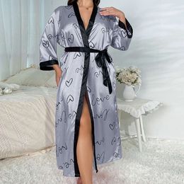 Designer women's clothing Fat Plus Size Pyjamas Womens Fashion French Casual Loose Print Pyjamas Womens Long Imitation Silk sexy charming Women's nightgown 14NI