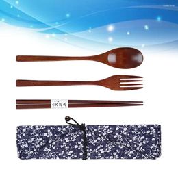 Dinnerware Sets Three Piece Suit Child Camping Utensils Chinese Cutlery Wooden Fork Spoon Chopsticks