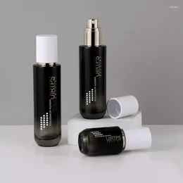 Storage Bottles 40ml 60ml 110ml 120ml Luxury Black Serum Glass Bottle Face Skincare Cosmetic Packaging With Matte White Lid