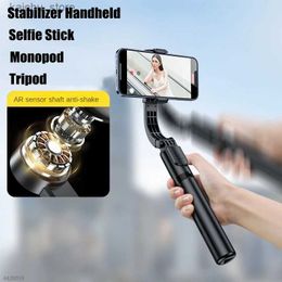 Selfie Monopods Roreta NEW Foldable Wireless Handheld Gimbal Stabilizer Selfie Stick Tripod With Bluetooth Shutter Monopod For iphone Y240418