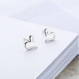 Stud Earrings Real 925 Silver Needle Jewelry For Women Elegant Heart Small Earring Girls Charms Gifts Wholesale