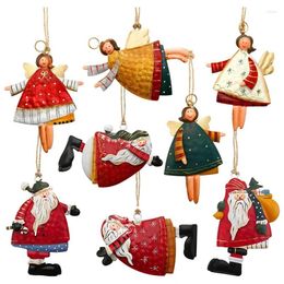 Christmas Decorations 8 Pieces Metal Tree Ornaments Set Tin Santa Angel For Favors CNIM