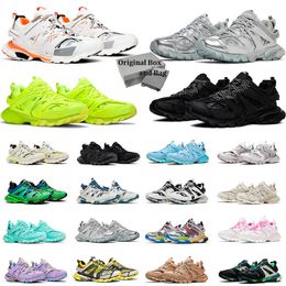 New Fashion Designer With box Mens Womens Casual Shoe Track 3 3.0 Sneaker Light Grey Blue Gomma leather black pink Nylon Printed Platform Trainers Shoes