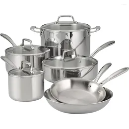 Cookware Sets 10 Piece Set Stainless Steel Three-layer Composite Compatible With Stoves Including Induction Cooker Oven