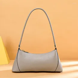 Shoulder Bags 2024 Fashion Underarm Bag Women Genuine Leather Baguette Female Small Ladies Handbags Hand Purses