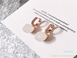 designer Jewellery women hoop earrings Colour stone micro inlaid candy Colour square stone crystal earrings diamond earrings8258529