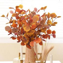 Decorative Flowers Artificial Eucalyptus Stems Simulated Leaves Realistic Indoor Outdoor Natural Color Veins Easy For 4pcs