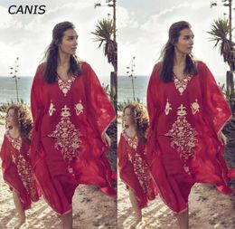 Sumemr Mother Daughter Boho Kaftan Dress Women Beach Cover Up Caftan Maxi Gown Sarongs8962268