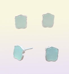 Silver Bear Color Earrings With Amazonite Stud 925 Sterling Fits European Jewelry Style Gift Andy Jewel 8154336003067496