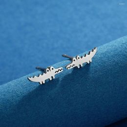Stud Earrings Cxwind Simple Laser Engraved Fashion Stainless Steel Krokodil Ohringe Schmuck Penientes Plata Argent Birthday Gift