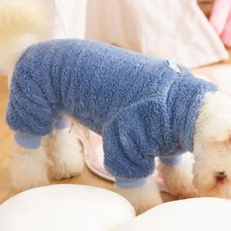 Dog Apparel Clothes With Traction Rope Cozy Winter Thick Long Plush High Collar Pet Ring Warm Cute