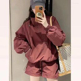 Women's Tracksuits Thin Sunscreen Long Sleeve Outdoor Jackets Short Sets Spring Summer 2 Piece Outfit Chic Zippers Sport Womens Two Peice