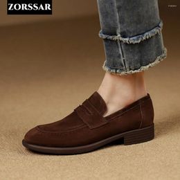 Casual Shoes 2024 Spring /Autumn Flats Genuine Leather Moccasins Woman Slip-on Loafers Female Suede Boat Big Size 40