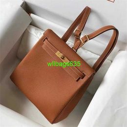 Leather Backpack Bags Trusted Luxury Ky Handbag 2024 Autumnwinter New Backpack Top Layer Togo Cowhide Litchi Pattern Bag Fashion Versatile W have logo HBY8Y4
