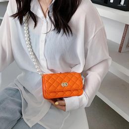 Shoulder Bags Women's Small PU Leather Crossbody Sale Ladies Black Handbags 2024 Female Luxury Famous Pearl Chain Purses