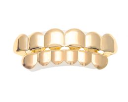 New Custom Fit 14k Gold Plated Hip Hop Teeth Grillz Caps Top Bottom Grill Set for Man3691614