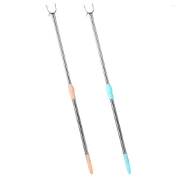 Hangers 2pcs Retractable Clothes Reach Stick Telescoping Drying Rod